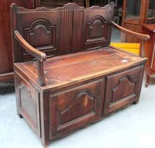 Cassapanca con schienale in ciliegio massello '800 fronte 116 cm