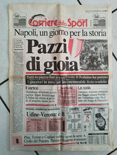 br giornale  corriere dello sport pazzi di gioia scudetto 1990 maradona