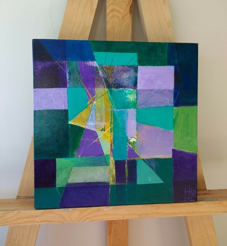 Quadro cubista astratto verde