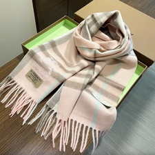 Sciarpa Burberry 100% cashmere a quadri rosa/beige
