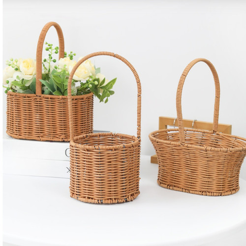 Cesto fiori plastica con - fiori,