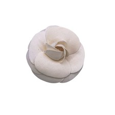 Autentica Spilla Chanel Vintage Tessuto Bianco Fiore Camelia Camelia Spilla