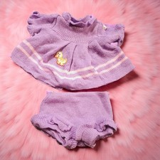 Abito in maglia di anatra viola vintage per bambini con fiori