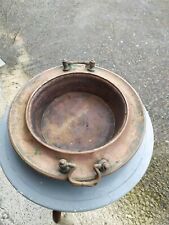 Braciere molto antico di rame e ottone, maniglie in ottone pieno, diametro 43 cm