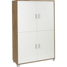 Credenza 4 Ante Noce Bianco Madia Buffet Ripiani Ufficio Dispensa Piattaia