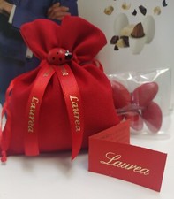 LOTTO 5PZ BOMBONIERA LAUREA SACCHETTO  CONFETTI BIGLIETTI COCCINELLA NASTRI