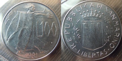 San marino 100 lire - marino, 1981