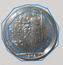 MONETA 100 LIRE DEL 1978 CON RIGATURA CONIO CIRCONFERENZA, BASSA TIRATURA,  (F2)