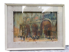 Venezia, piazza San Marco, dipinto firmato originale d'epoca