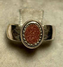 ANTICO ANELLO BORBONICO ORO BASSO TITOLO 9kt AVVENTURINA