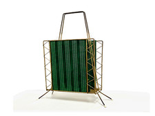 Portariviste vintage | anni 50 | in metallo tessuto e velluto verde