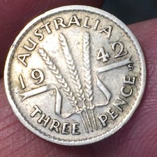 AUSTRALIA 3 THREE PENCE 1942 MONETA IN ARGENTO '925