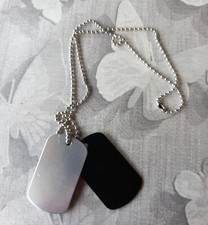 Collana in  Acciaio a PALLINI Militare Doppia PIASTRA Colore Argento/Nero Unisex