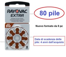 80 batterie pile 312  RAYOVAC EXTRA  per apparecchi acustici protesi acustiche