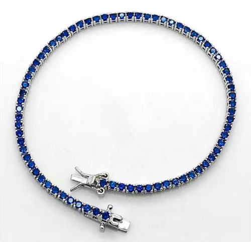 Collana tennis rotonda zaffiro