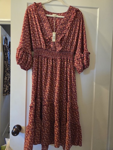 Abito midi boho con volant