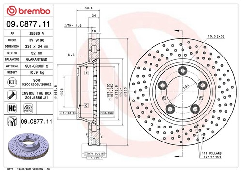 Discofreno c877 brembo - discofreno, 09.c877.11
