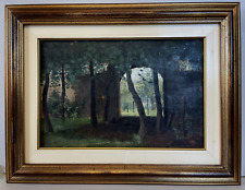 ANTICO DIPINTO OLIO Rosina Burzio VEDUTA SCORCIO GIARDINO SEGRETO ARCO '800