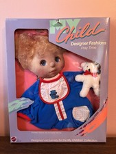 Vintage 1985 Mattel My Child Designer Fashions Play Time bambola vestito dormiente