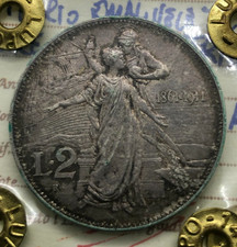 2 LIRE 1911 CINQUANTENARIO  PERIZIATA NIP SPL