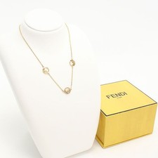RARA Collana FENDI F is FENDI Metallo Zirconi Oro Donna Autentica Ottima