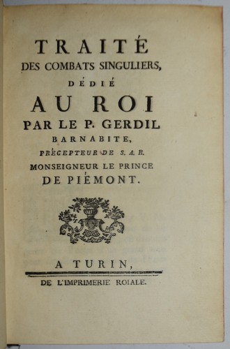 Duello ediz 1759 - gerdil,
