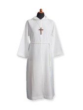 TUNICA PRIMA COMUNIONE DALLA LINEA SEMPLICE, COMPLETO DI CAPPUCCIO MOD. T-001