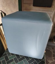 Pouf Cubo Ecopelle 40x40 Poggiapiedi In Ottime Condizioni Color Celeste Chiaro