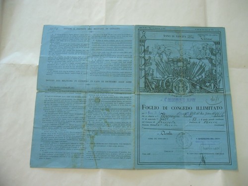 Ww1 ww2 foglio congedo - ww1,