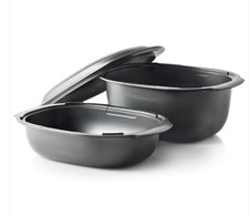 Tupperware UltraPro Magic Stack Set.  Padelle 2 e 3,7 Qt con coperchio per servire. NUOVO.