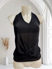 Maglia Top Halter Nero Paillettes M