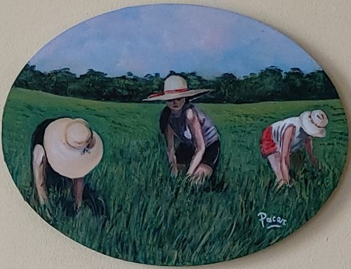 Quadro ovale acrilico su - acrilico,