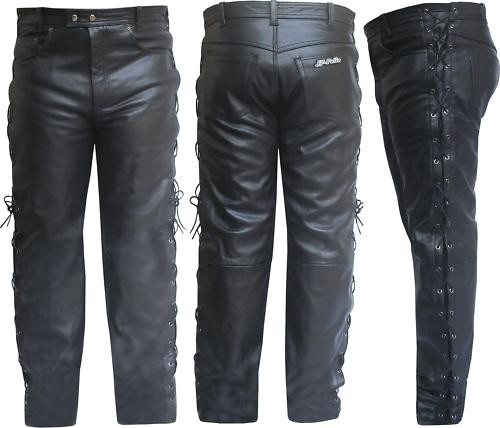Pantaloni pelle con lacci - pantaloni,