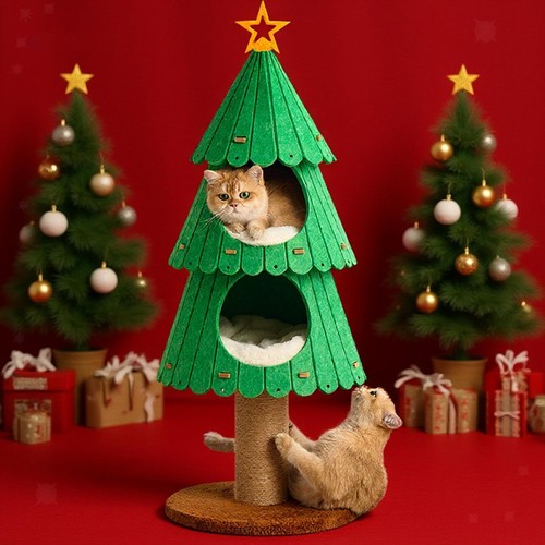 Albero per gatti natale con - gatti,