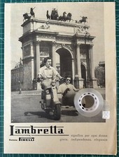 Rara Pubblicita’ INNOCENTI LAMBRETTA con sidecar del 1949