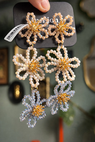 Orecchini lunghi fiori - , con