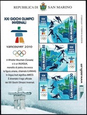 2010 SAN MARINO OLIMPIADI INVERNALI VANCOUVER FOGLIETTO MNH MF69734
