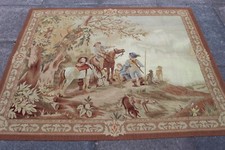 Arazzo Aubusson Originale In Lana Marrone Design Francese Fatto A Mano 165x141cm