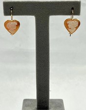 Orecchini oro 14kt con cammei corniola a cuore 12mm – fatti a Torre del Greco