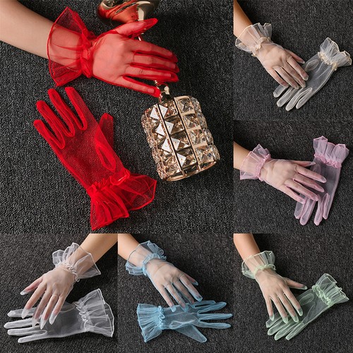 Guanti corti pizzo tulle da - guanti,