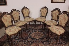 6 sedie in legno con stoffa