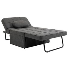 HOMCOM Poltrona Futon 3 in 1 con Schienale Regolabile e Cuscino Grigio