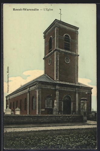 Cpa roost warendin eglise - cpa, roost-warendin,