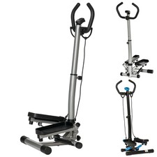 HOMCOM Fitness Stepper con Monitor LCD, Manubrio Regolabile ed Elastici