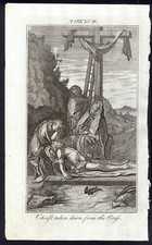 DEPOSIZIONE DEL CRISTO, grande incisione del 1735  + passepartout