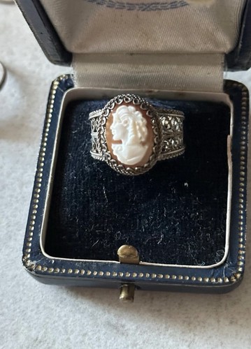 Antique silver cameo ring - antique,