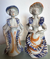 ANTICHE LUMIERE STATUETTE IN MAJOLICA SICILIANA DI CALTAGIRONE CERAMICA DAME