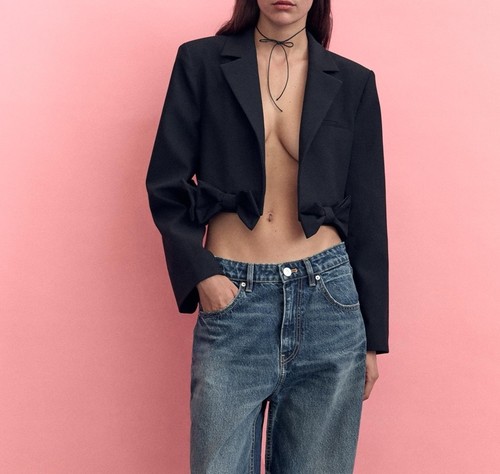 Blazer ritagliato nero - , zara