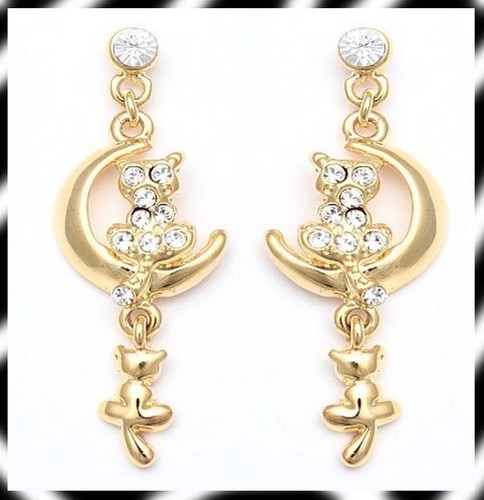 Orecchini oro con gatti - orecchini,