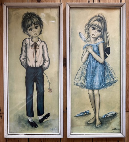 Vintage big eye girl boy - eye, f